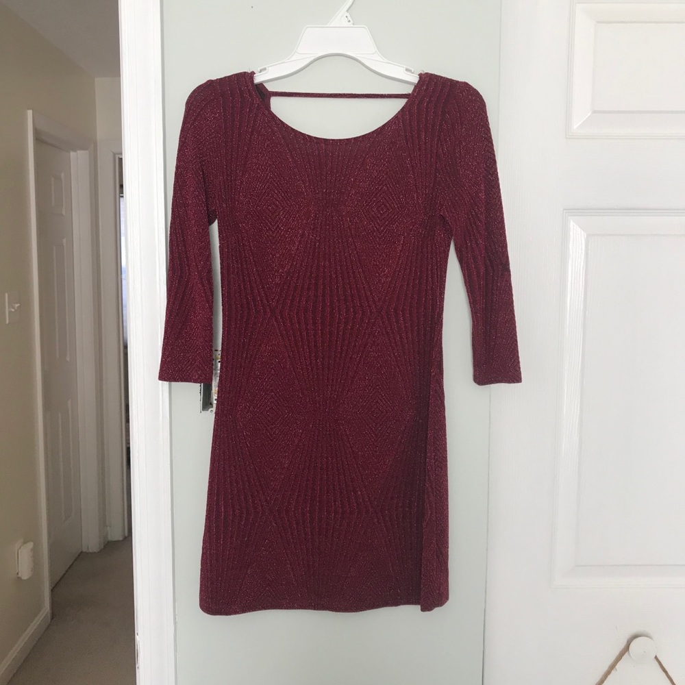 Sparkly Red Short Dress with Low Back